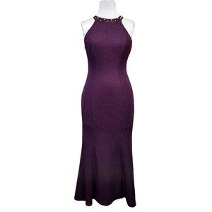 Nightway Size 10 Mulberry Purple Mermaid Bodycon Glitter Knit Dress Formal Event